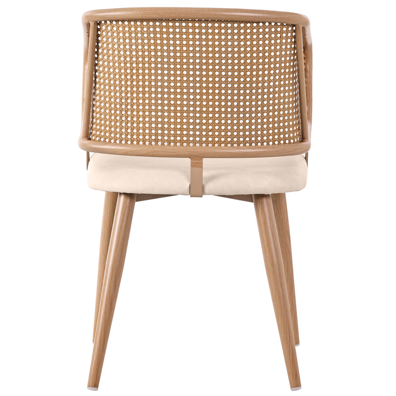 Lot de 2 chaises de salle à manger dossier en rotin, coussin d&