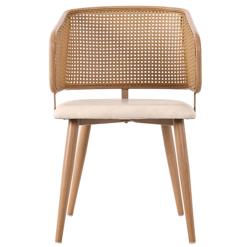 Lot de 2 chaises de salle à manger dossier en rotin, coussin d&