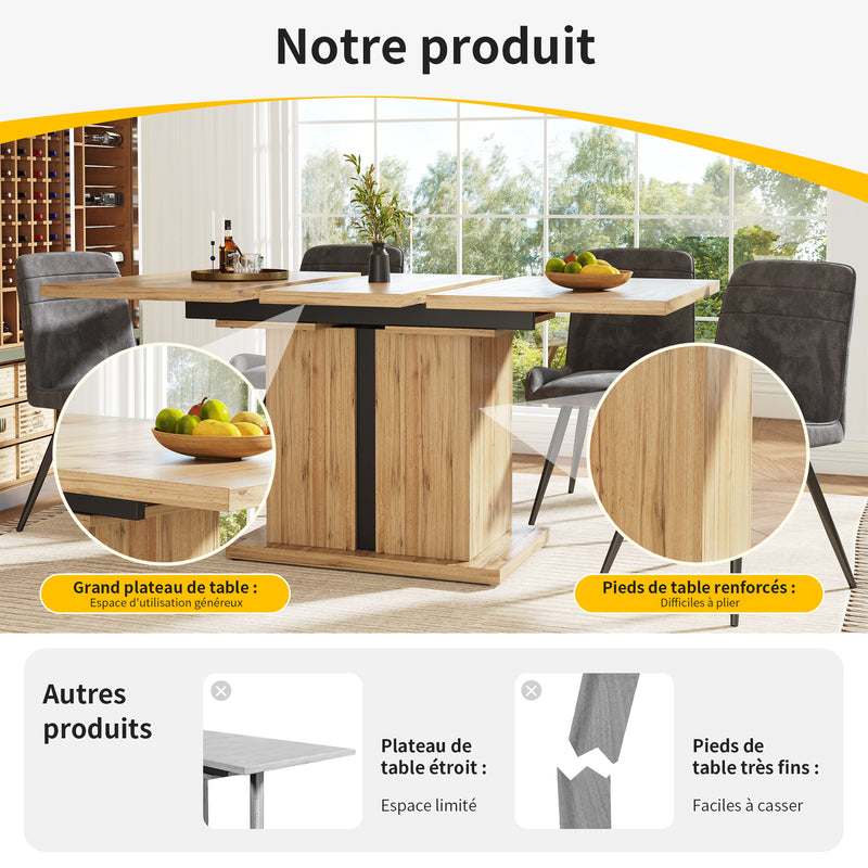 Table de salle à manger extensible effet bois (119–158,5 x 80 cm) NATED