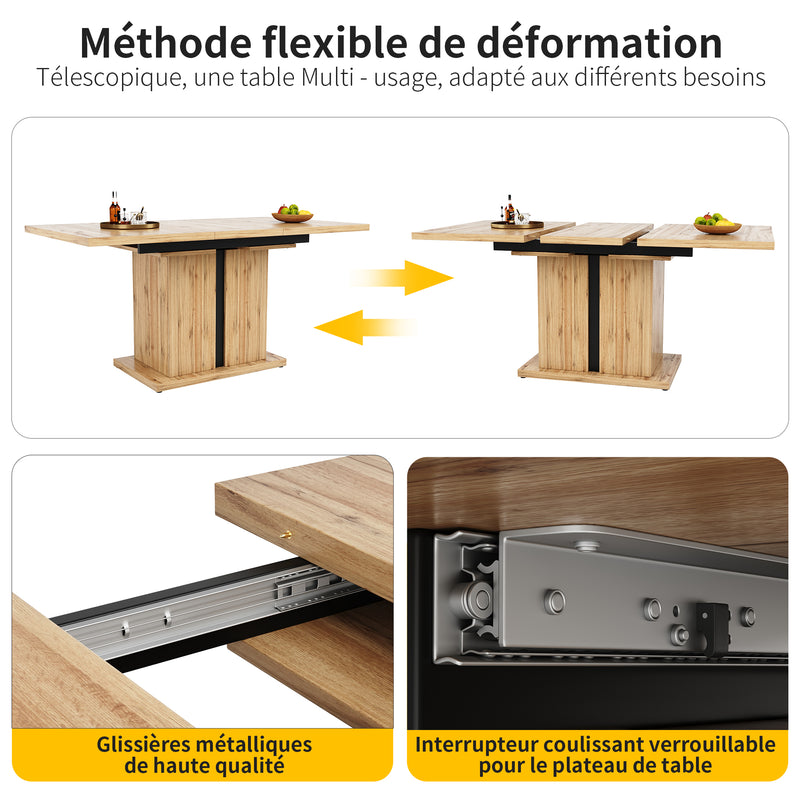 Table de salle à manger extensible effet bois (119–158,5 x 80 cm) NATED