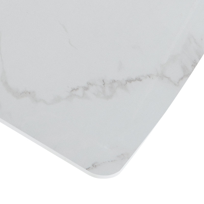 Table à manger rectangulaire extensible 120-160cm effet marbre blanc imprimé avec pied-armoire NEUROTOX