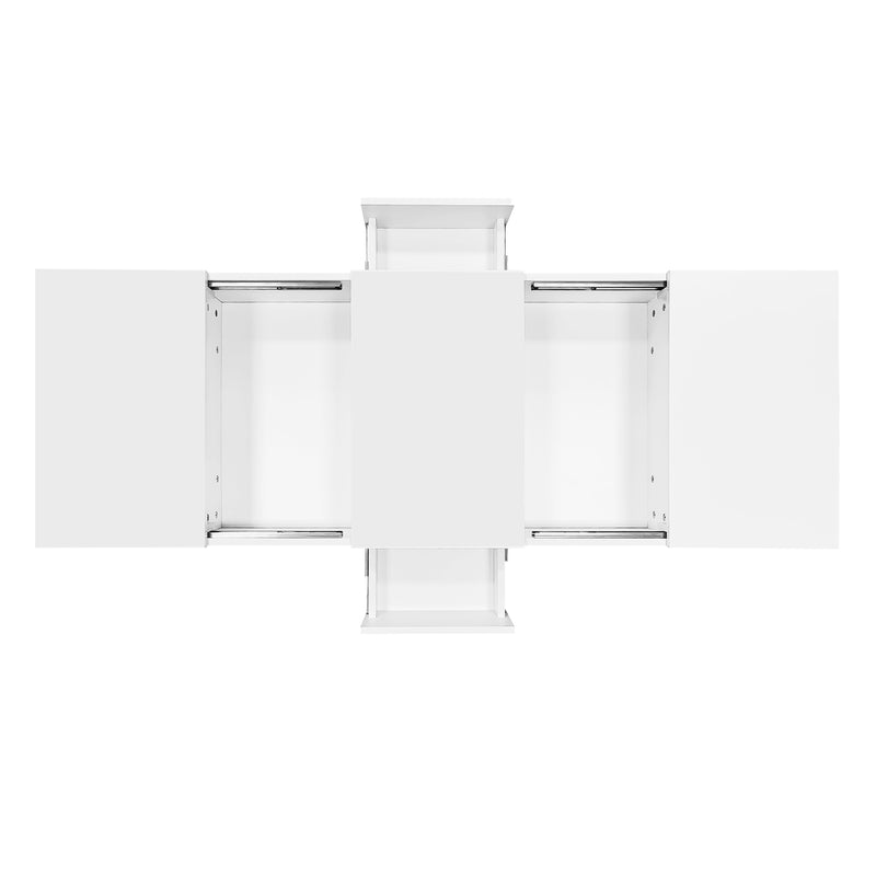 Table basse moderne blanche brillante avec plateau coulissant et 2 tiroirs 100x55x35cm NUTRIENT