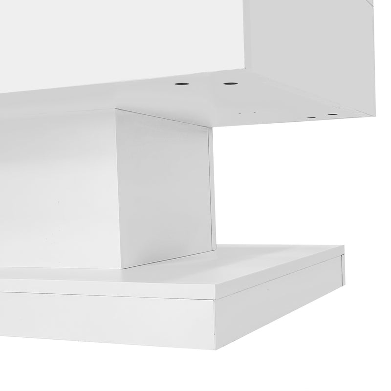 Table basse blanche relevable avec éclairage LED et 1 tiroir 100*50*45cm OIL
