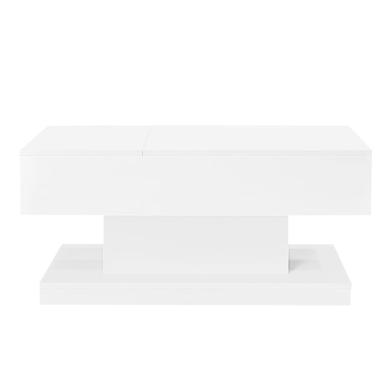 Table basse blanche relevable avec éclairage LED et 1 tiroir 100*50*45cm OIL
