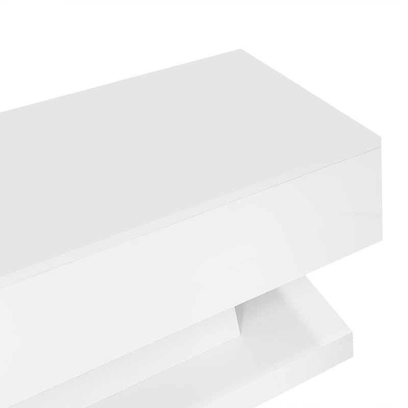 Table basse blanche relevable avec éclairage LED et 1 tiroir 100*50*45cm OIL
