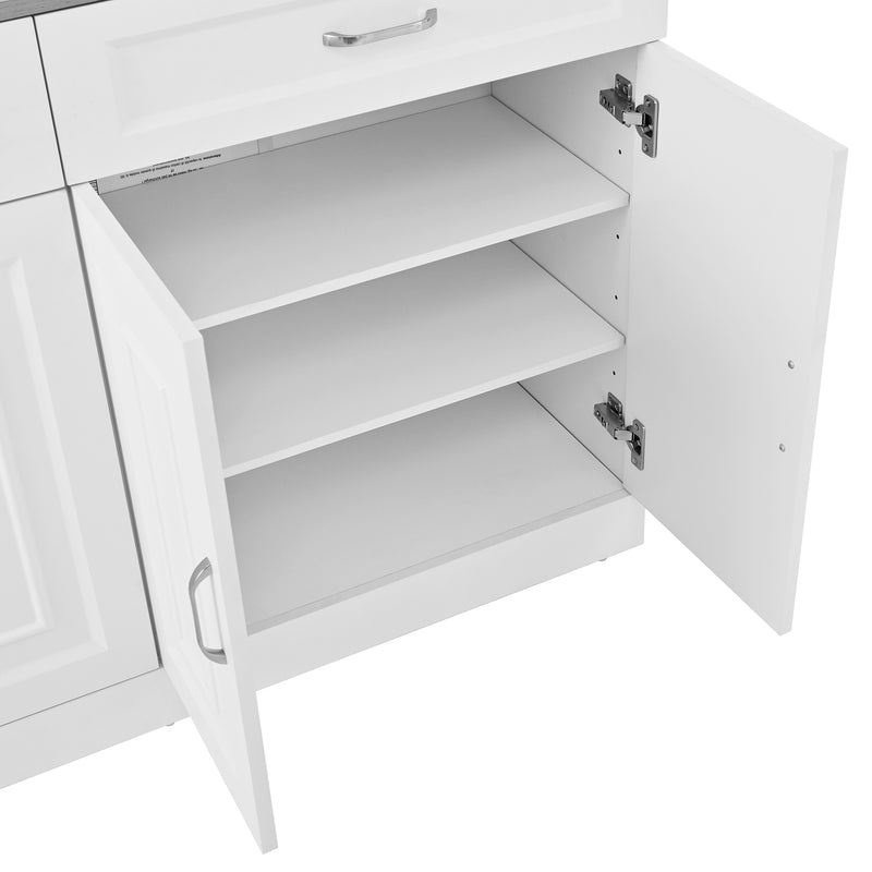 Buffet effet bois et blanc 4 portes et 2 tiroirs 120*35cm OPALPHYT