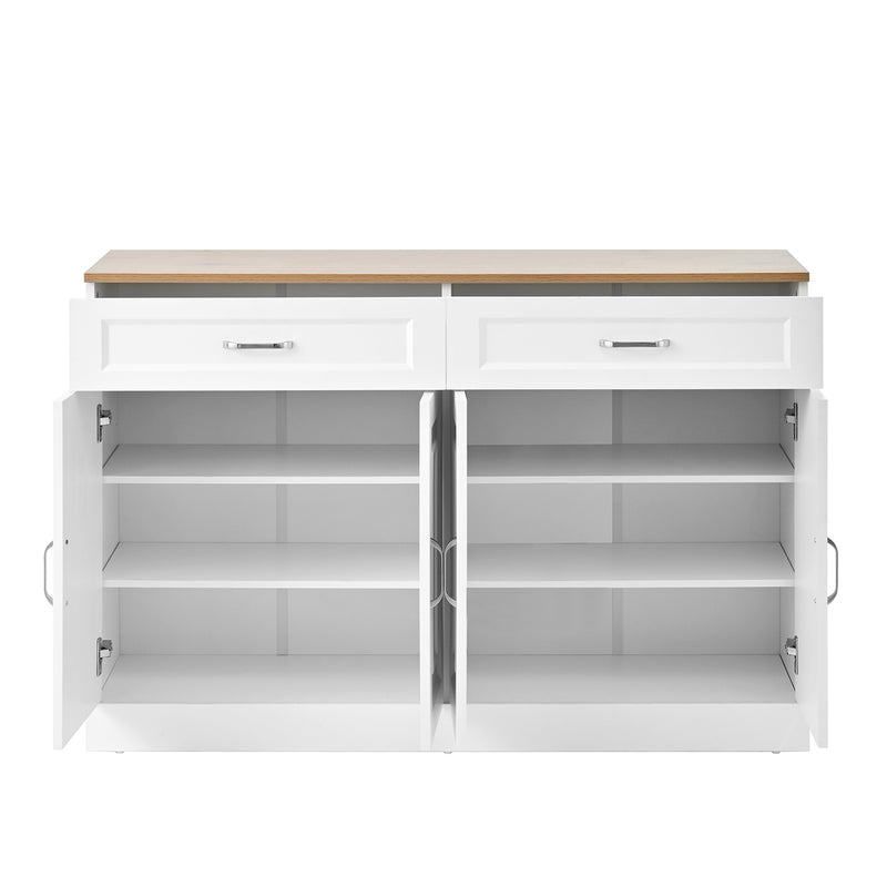 Buffet effet bois et blanc 4 portes et 2 tiroirs 120*35cm OPALPHYT