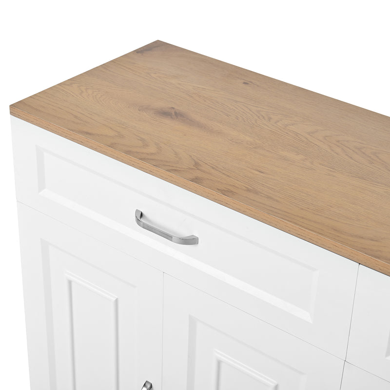 Buffet effet bois et blanc 4 portes et 2 tiroirs 120*35cm OPALPHYT