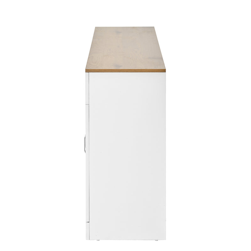 Buffet effet bois et blanc 4 portes et 2 tiroirs 120*35cm OPALPHYT
