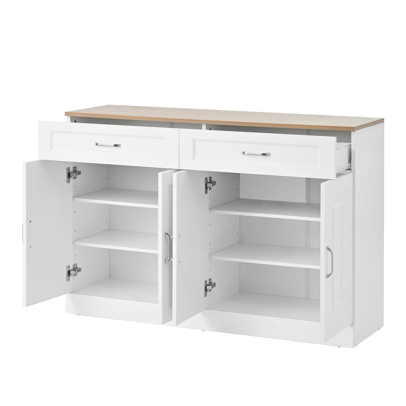 Buffet effet bois et blanc 4 portes et 2 tiroirs 120*35cm OPALPHYT