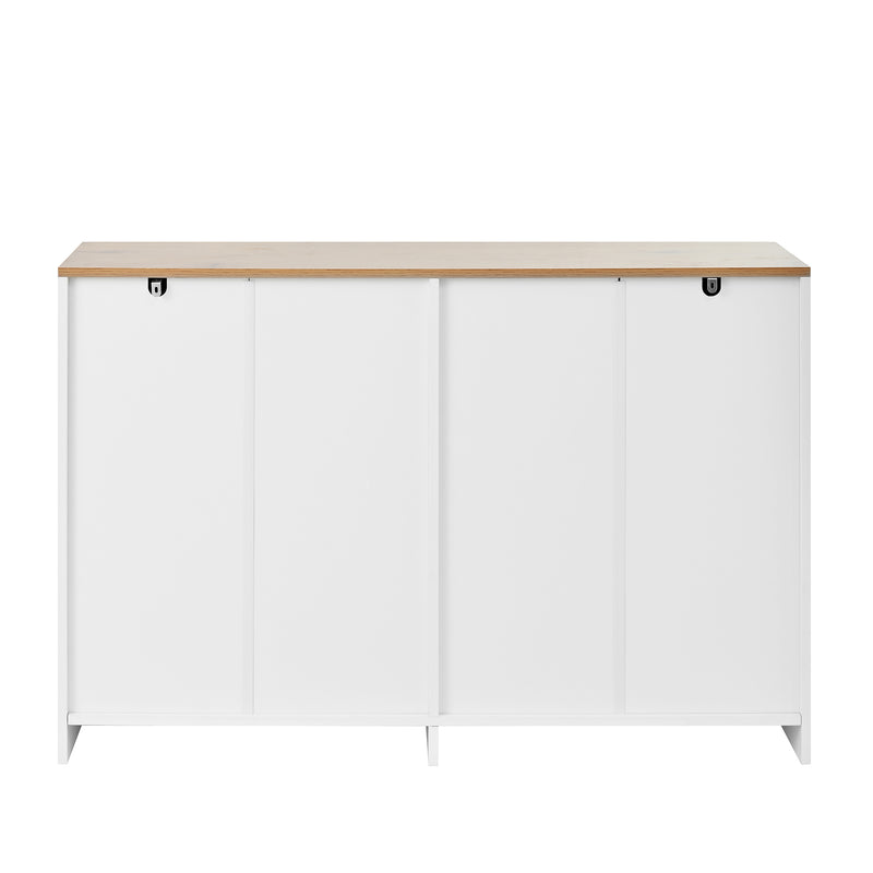 Buffet effet bois et blanc 4 portes et 2 tiroirs 120*35cm OPALPHYT