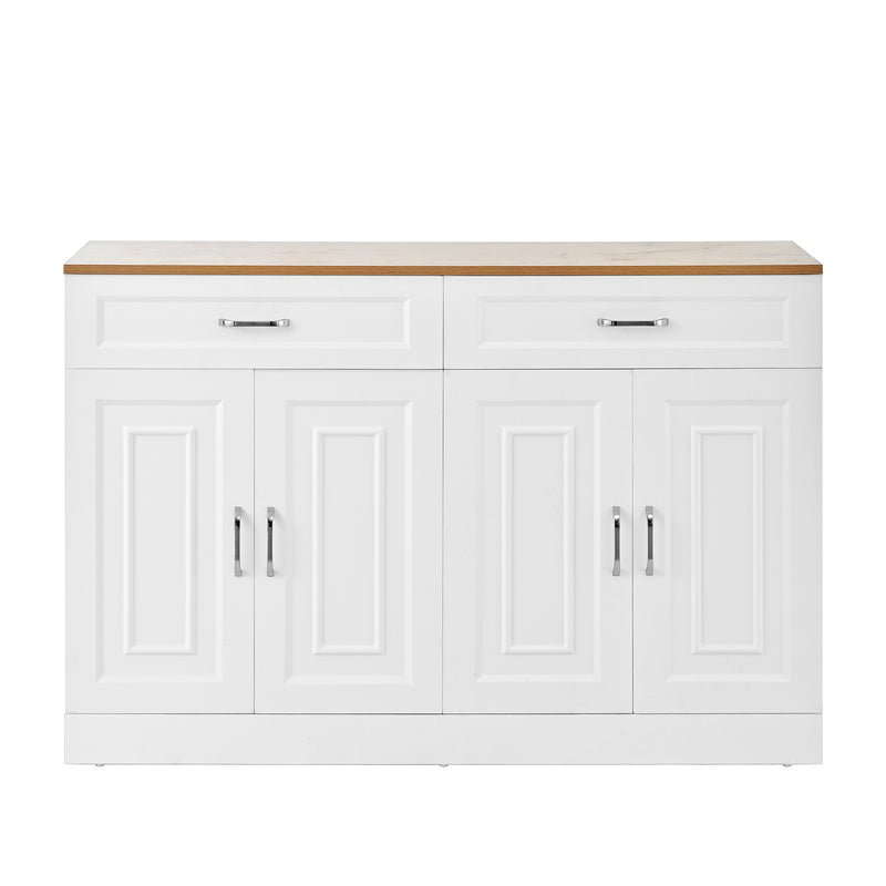 Buffet effet bois et blanc 4 portes et 2 tiroirs 120*35cm OPALPHYT