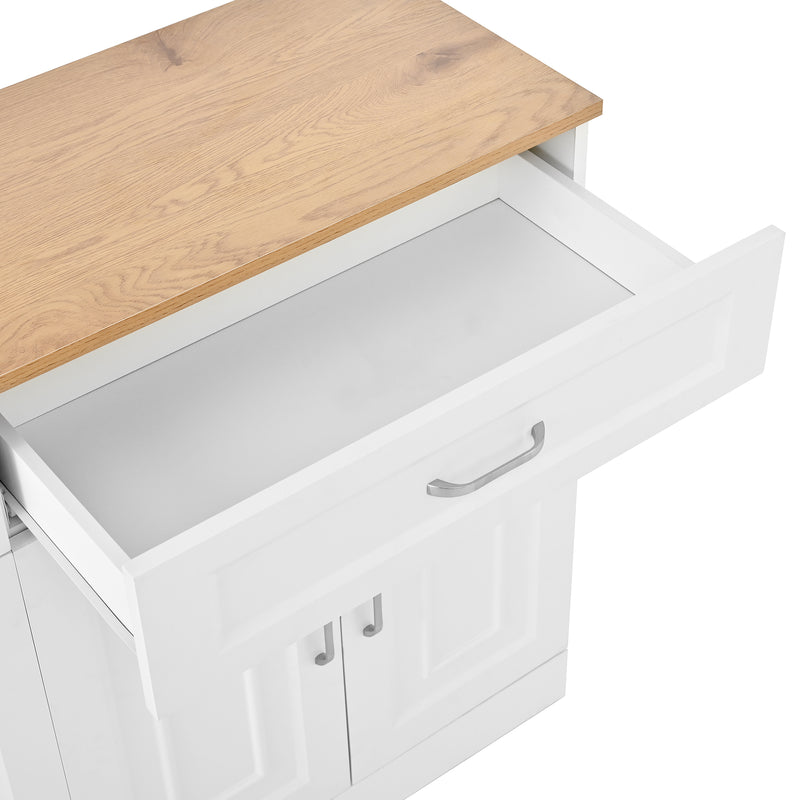 Buffet effet bois et blanc 4 portes et 2 tiroirs 120*35cm OPALPHYT