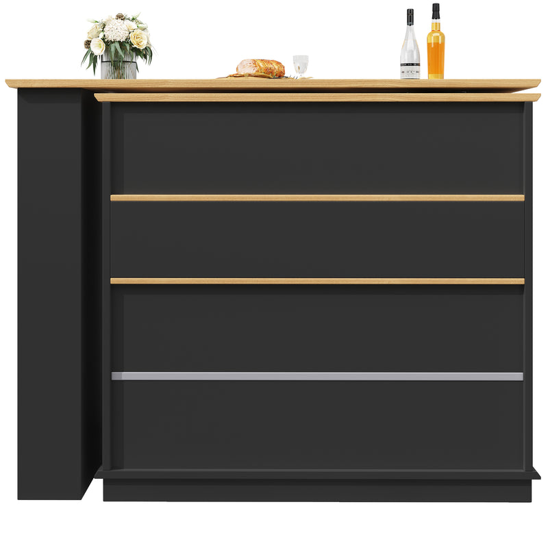 Table de bar rotative multifonctionnelle noire et effet bois avec rangement Intelligent OVEOX BLACK