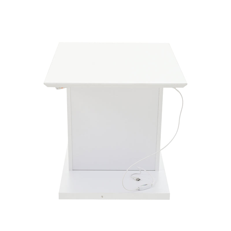 Table basse blanche brillante forme V avec éclairage LED100x50cm OVERWINTER
