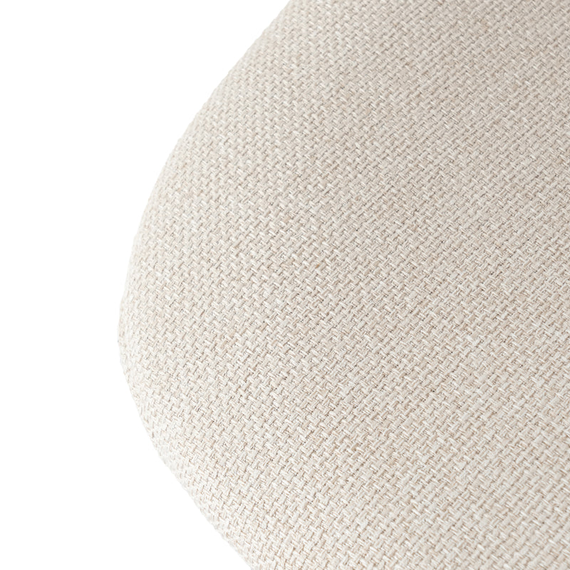 Ensemble de table à manger ronde avec plateau effet marbre blanc et 4 chaises blanches de style scandinave KHASE+CHARLTON LUMOS FABRIC BEIGE BLACK LEG