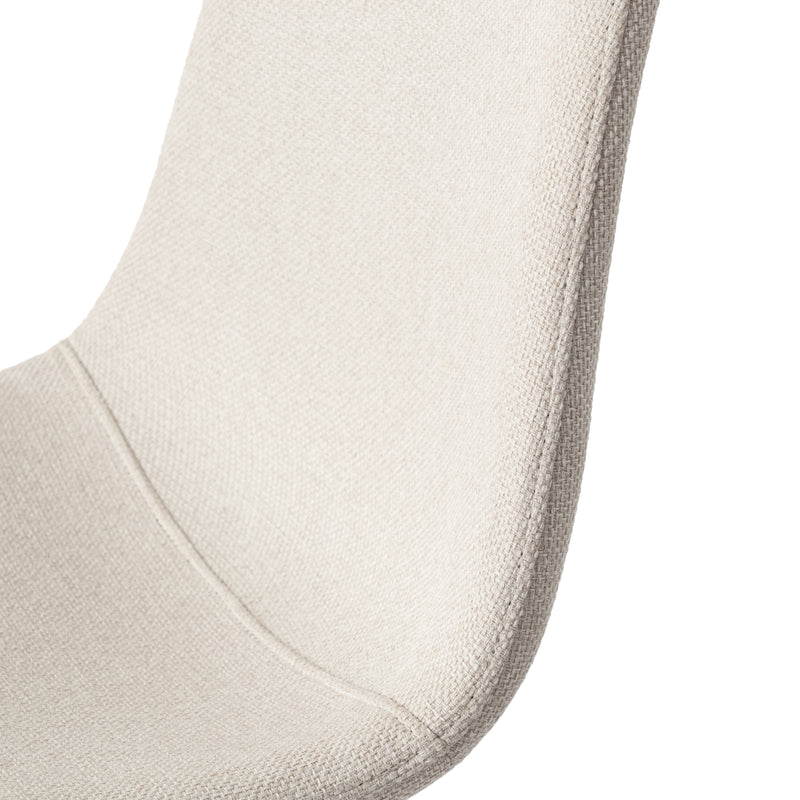 Ensemble de salle à manger élégant avec une table effet marbre blanc et des chaises en tissu beige ACINS GOLD+CHARLTON LUMOS FABRIC BEIGE BLACK LEG