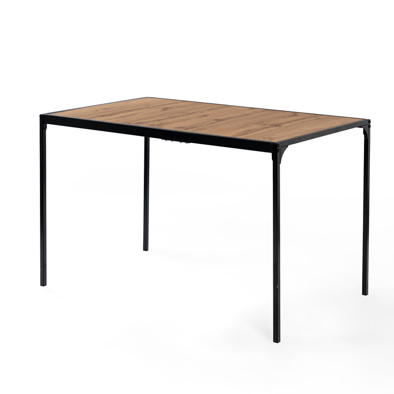 Table de salle à manger rectangulaire effet bois de style industriel pieds noirs 120x75cm MILLIKEN 120 DARK