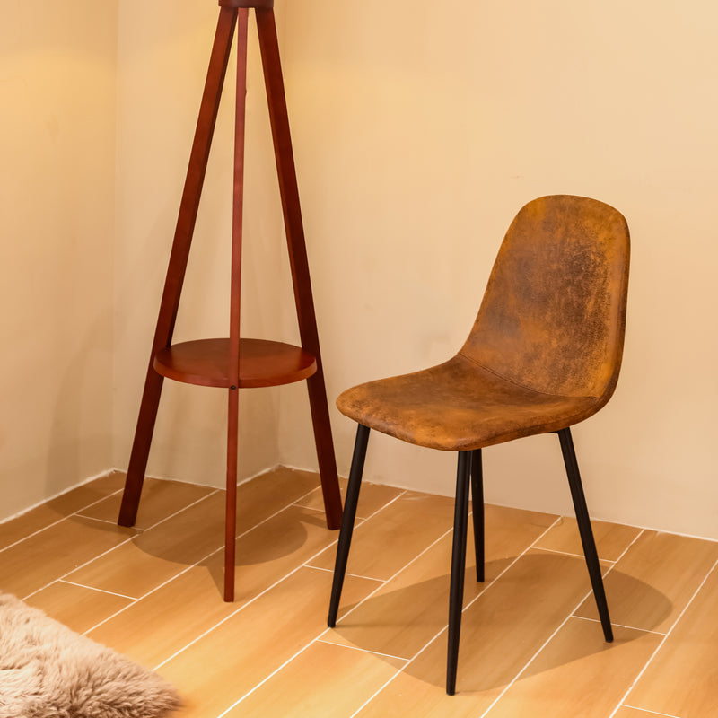Set aus 4 skandinavischen Vintage-Esszimmerstühlen aus braunem Retro-Wildleder CHARLTON SUEDE BROWN