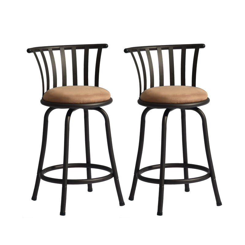 Lot de 2 tabourets de bar pivotants style bistrot marron repose pieds 2 hauteurs assises possibles 62/73cm PISTIL 29 INCH