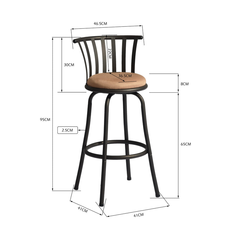 Lot de 2 tabourets de bar pivotants style bistrot marron repose pieds 2 hauteurs assises possibles 62/73cm PISTIL 29 INCH