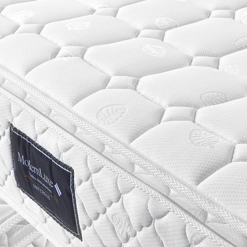 Ensemble lit double rembourré en lin gris 140x200 avec sommier à lattes et matelas à ressorts PERISTOM