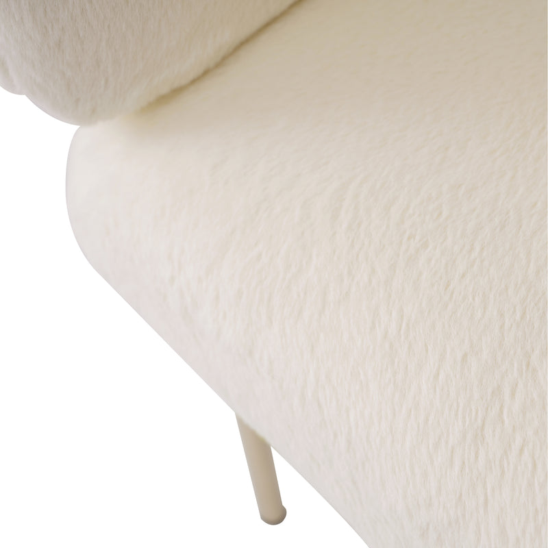 Chaise de salle à manger, chaise coiffeuse tissu bouclé beige, avec pieds métalliques dorés PETALVEIN