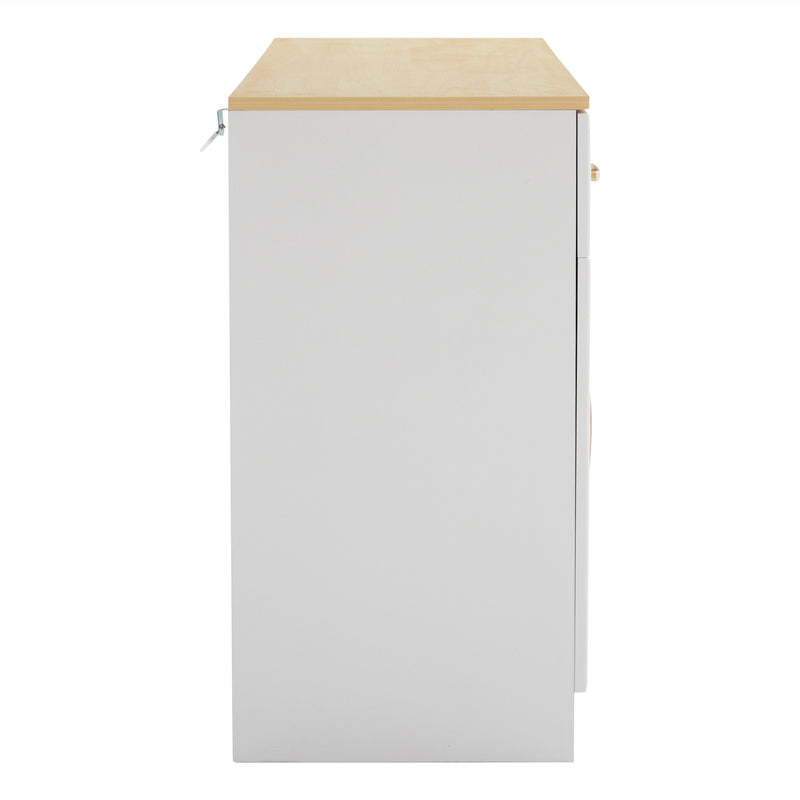 Buffet blanc fermier effet bois 4 tiroirs 4 portes PHECHEANS