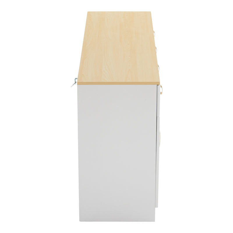 Buffet blanc fermier effet bois 4 tiroirs 4 portes PHECHEANS