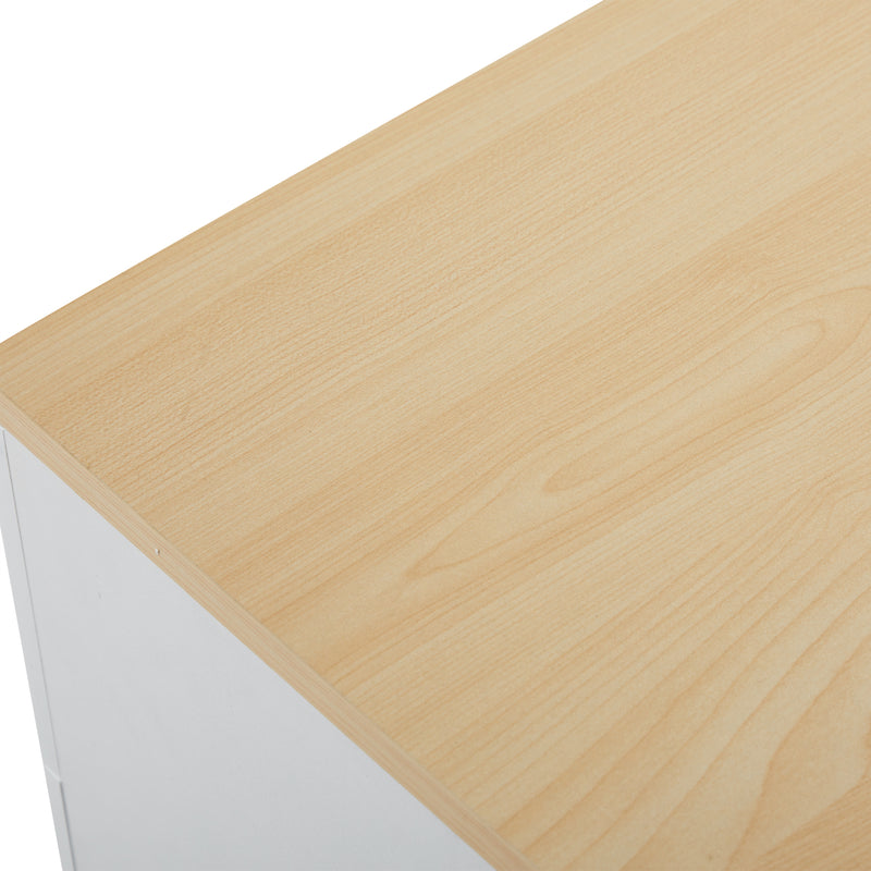 Buffet blanc fermier effet bois 4 tiroirs 4 portes PHECHEANS
