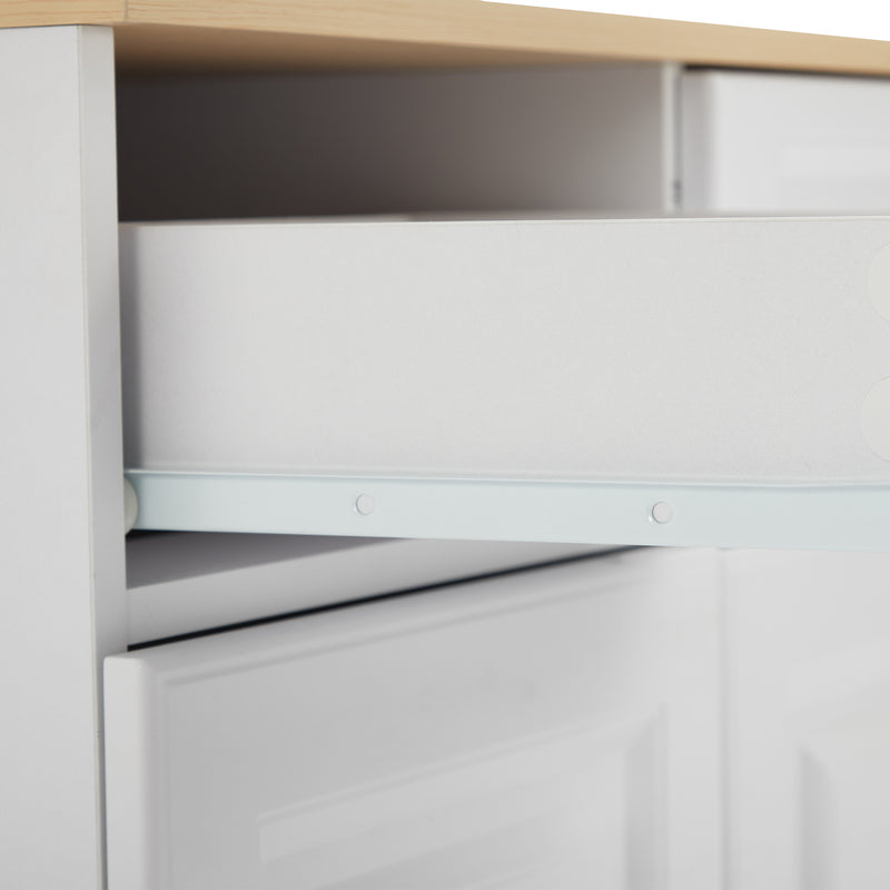 Buffet blanc fermier effet bois 4 tiroirs 4 portes PHECHEANS