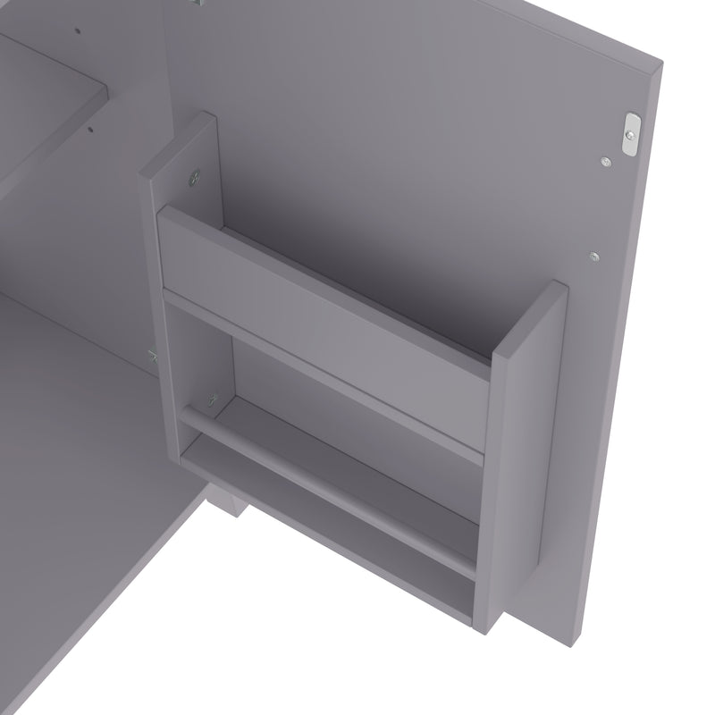 Meuble vasque gris sur pied, vasque blanc céramique (robinet non inclus) PHOCIDS