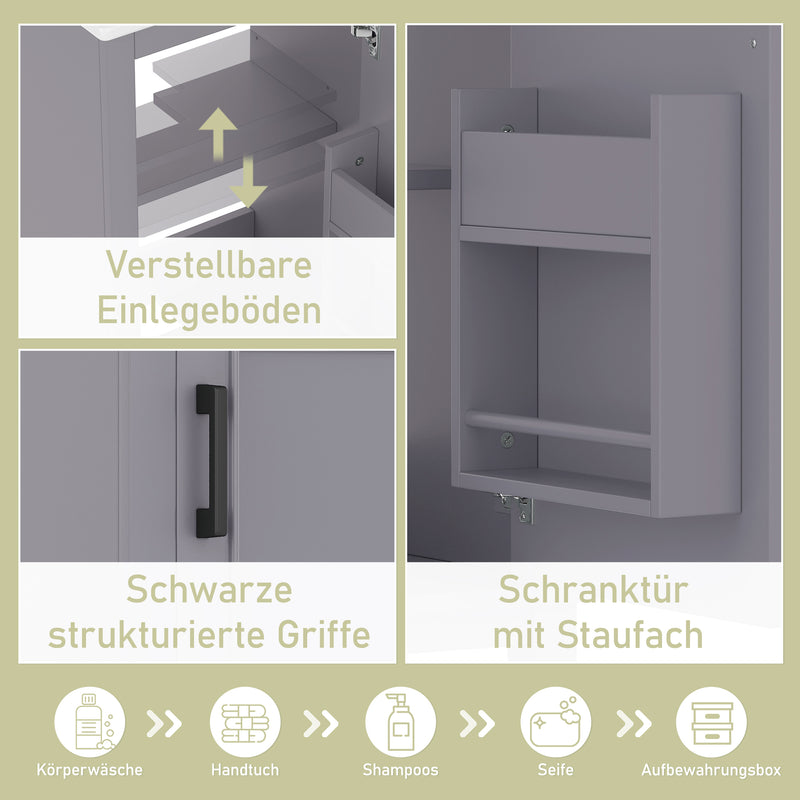 Meuble vasque gris sur pied, vasque blanc céramique (robinet non inclus) PHOCIDS