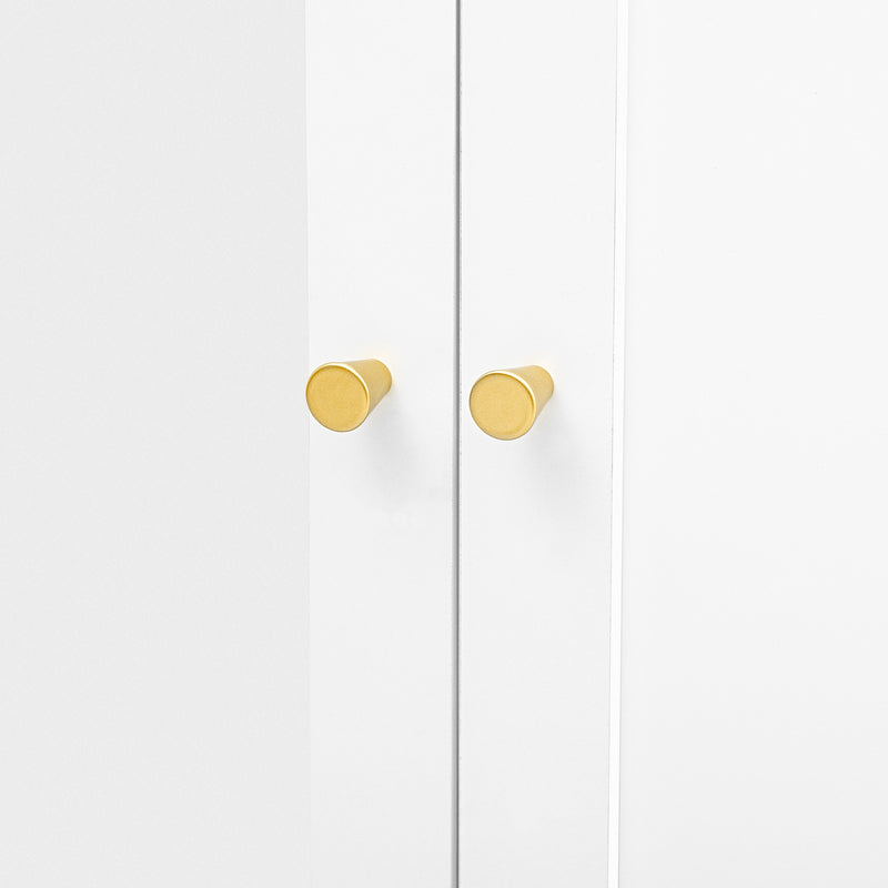 Buffet blanc moderne 3 portes avec plateau effet marbre et pieds métalliques dorés PHULPHAIX