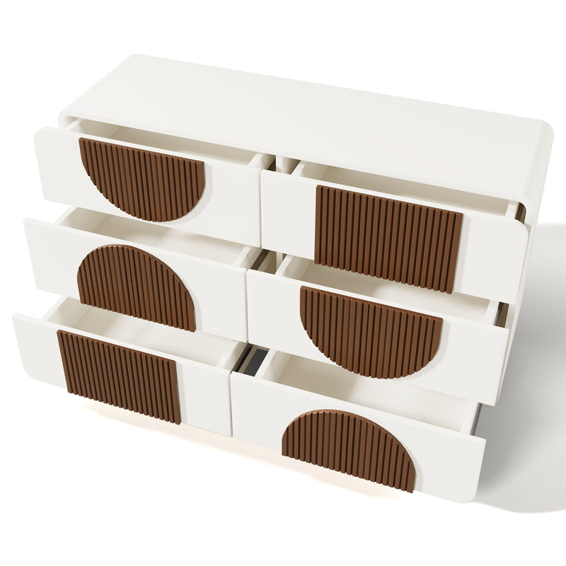 Buffet moderne bicolore blanc à 6 tiroirs avec design d&