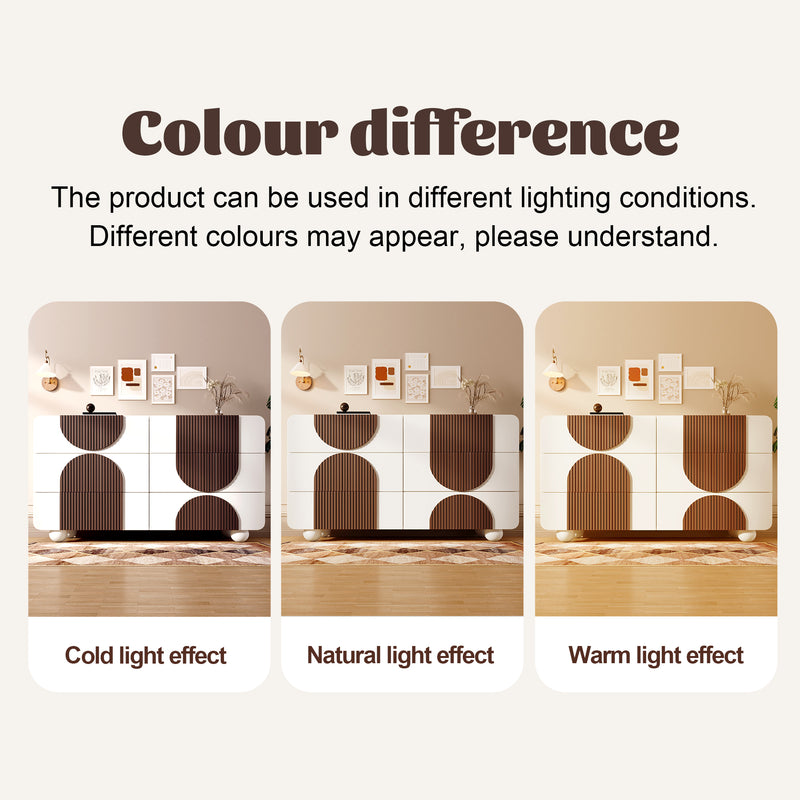 Buffet moderne bicolore blanc à 6 tiroirs avec design d&