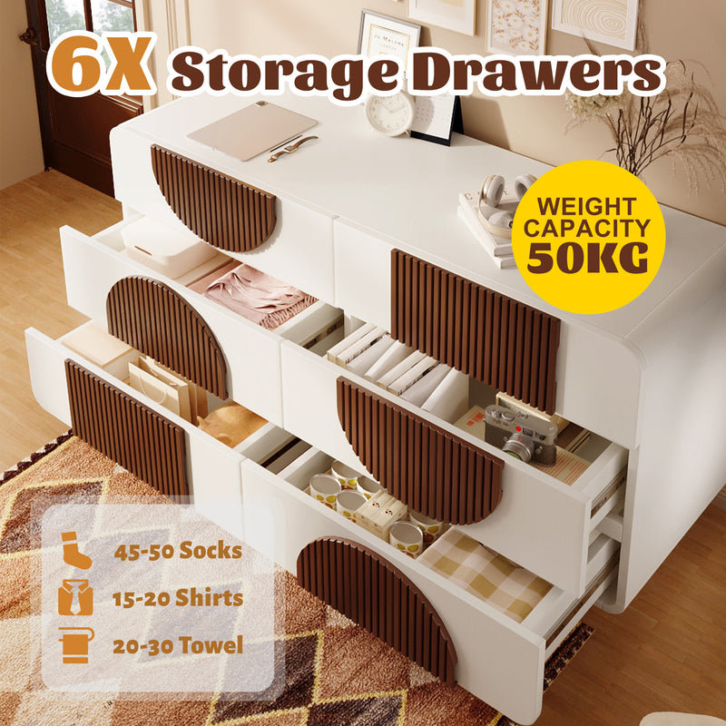 Buffet moderne bicolore blanc à 6 tiroirs avec design d&