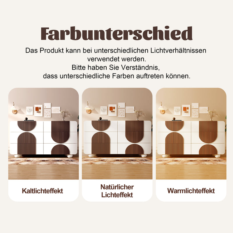 Buffet moderne bicolore blanc à 6 tiroirs avec design d&