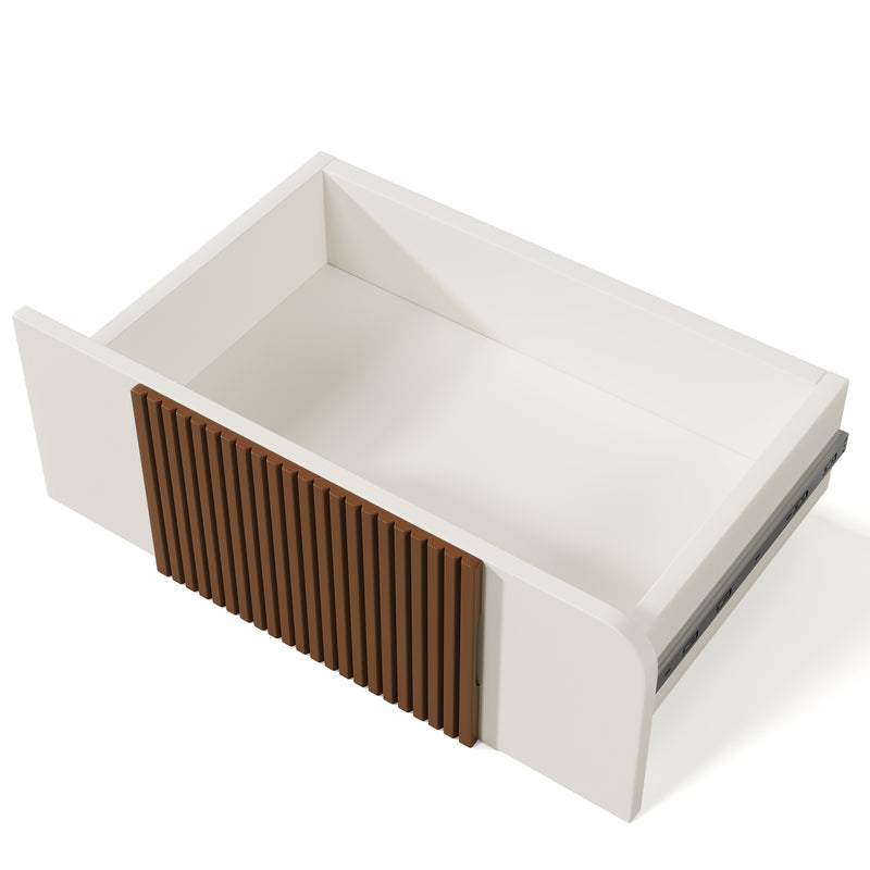 Buffet moderne bicolore blanc à 6 tiroirs avec design d&