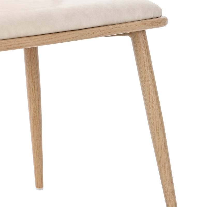 Lot de 2 chaises de salle à manger PU beige dossier en rotin tressé POLYPEPT