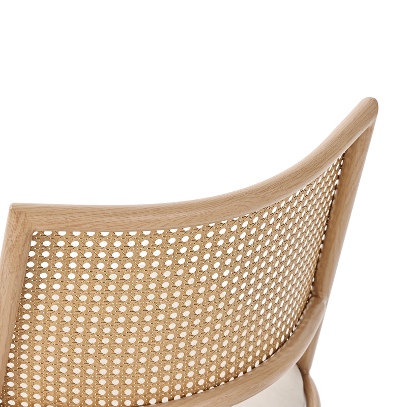Lot de 4 chaises de salle à manger PU beige dossier en rotin tressé PECTIN