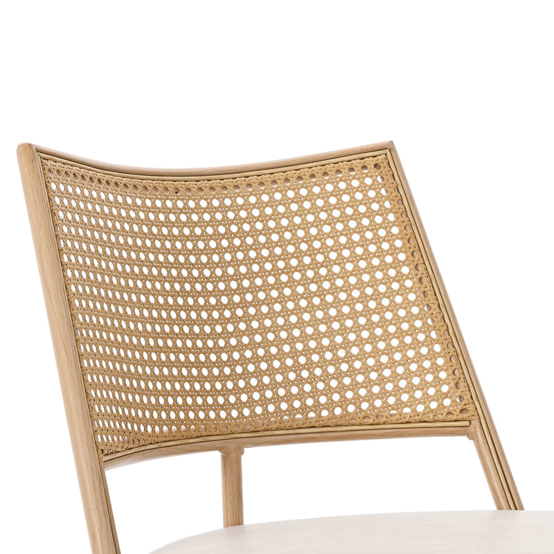 Lot de 4 chaises de salle à manger PU beige dossier en rotin tressé PECTIN