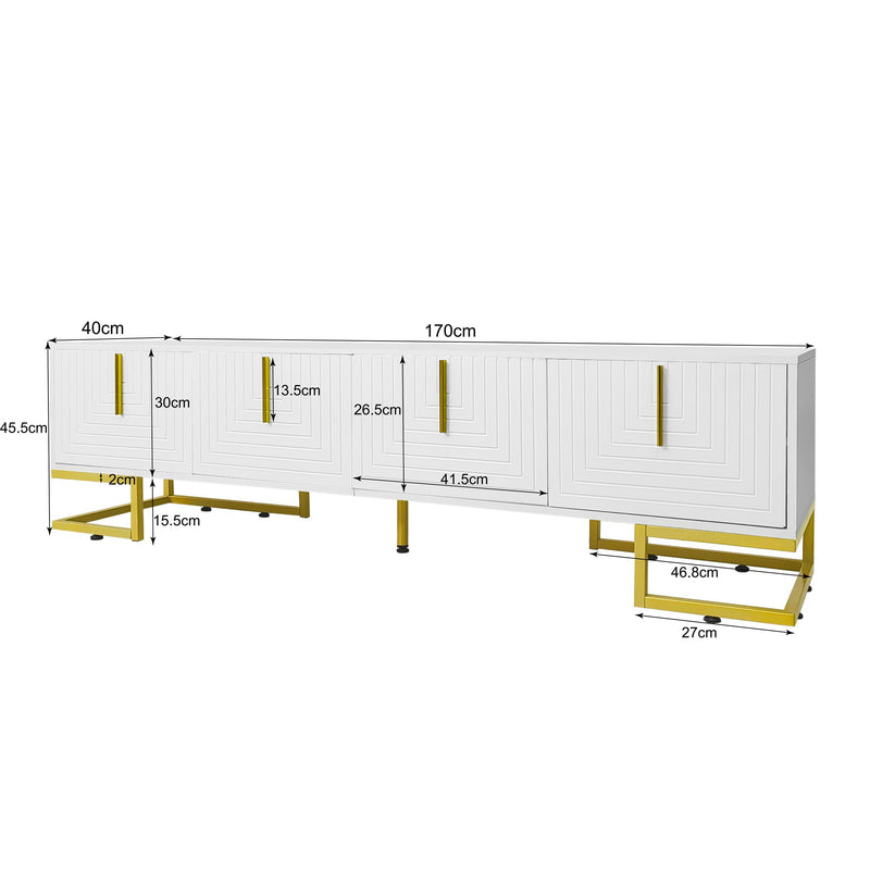 Buffet bois noyer à 6 tiroirs avec poignées en rotin et pieds en métal PRODUCER