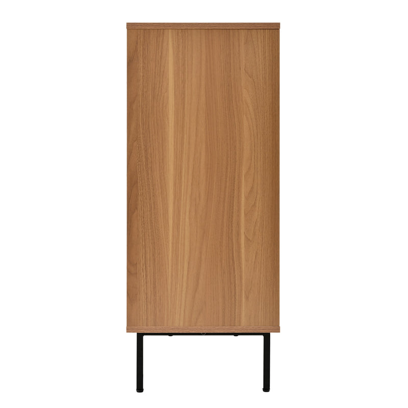 Buffet vintage effet bois et 2 portes coulissantes en rotin tressé et 3 tiroirs PROPOLIS