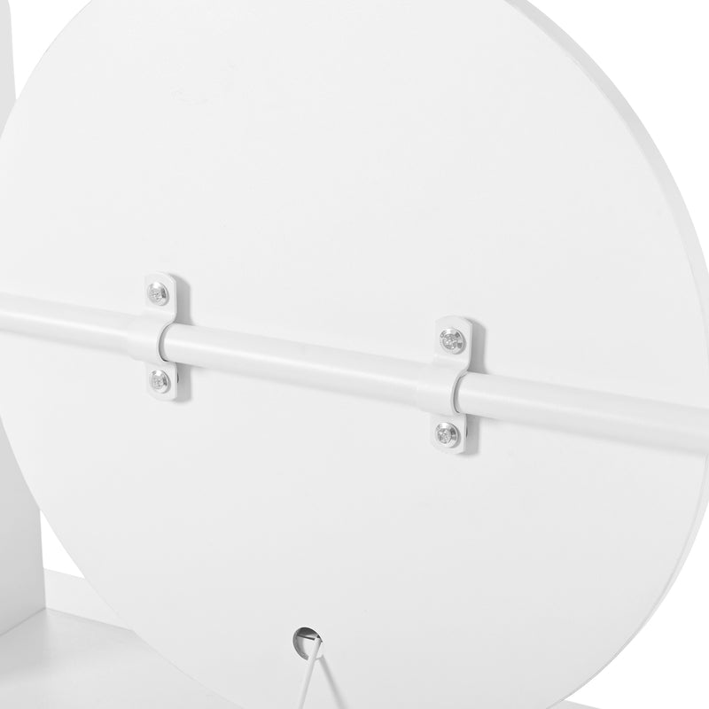 Set de coiffeuse blanche 4-en-1 avec long miroir, miroir ronde LED, tabouret rembourré et rangement caché QATOX
