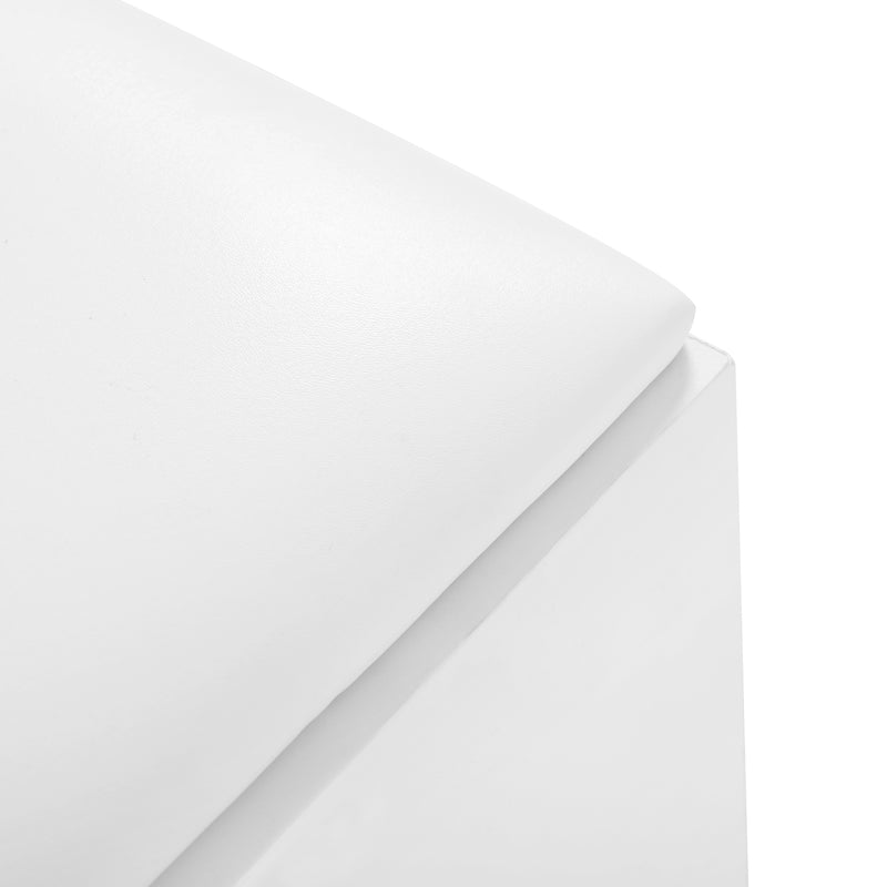 Set de coiffeuse blanche 4-en-1 avec long miroir, miroir ronde LED, tabouret rembourré et rangement caché QATOX