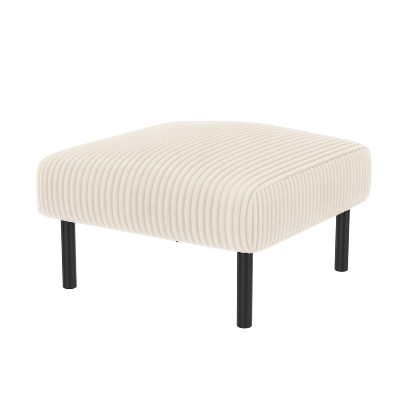 Ensemble salon 3 pièces velours côtelé beige : canapé 2 places, fauteuil et pouf FERNBROOK SET