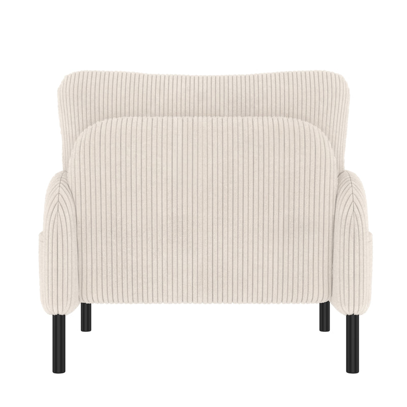 Ensemble salon 3 pièces velours côtelé beige : canapé 2 places, fauteuil et pouf FERNBROOK SET