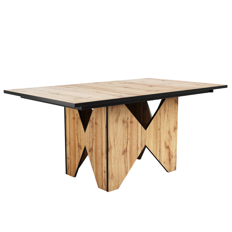 Table de salle à manger effet bois pour 4-6 personnes 138,5*80*75cm QUNZIL