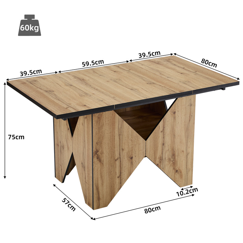 Table de salle à manger effet bois pour 4-6 personnes 138,5*80*75cm QUNZIL